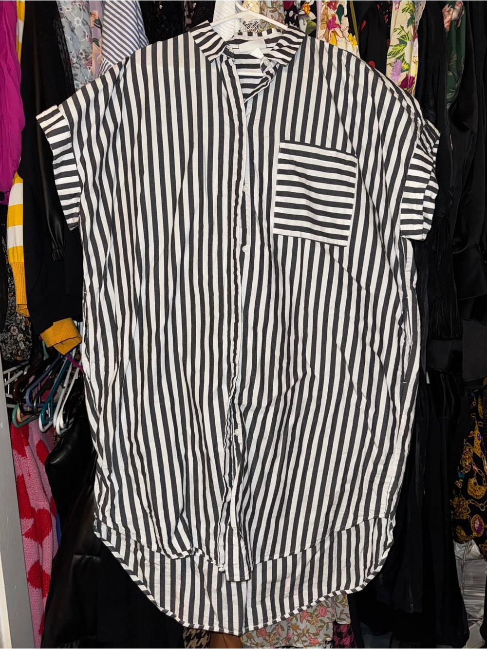 MONKI Oversized T-Shirt Dress w/ black and white stripes